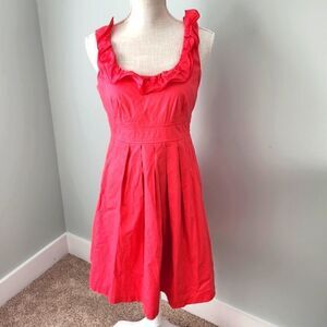Maurices Sleeveless Sheath Ruffle Neckline Midi Dress Size 5/6 Coral